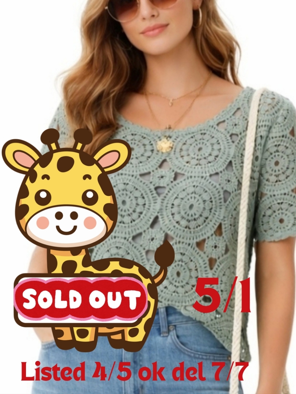 🚫SOLD🚫Ultra Pink Sage Green Crochet Cut Out Top New XL